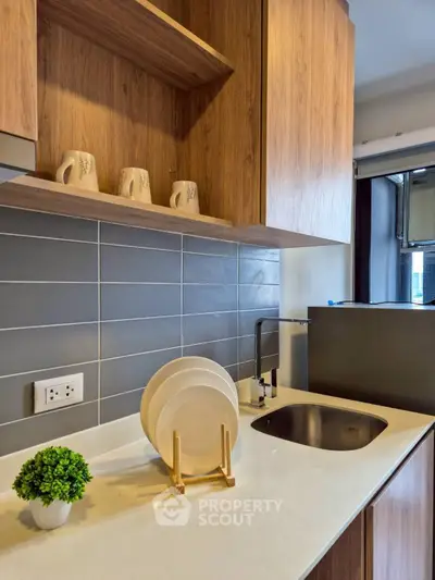 Modern kitchen with sleek cabinetry and stylish backsplash