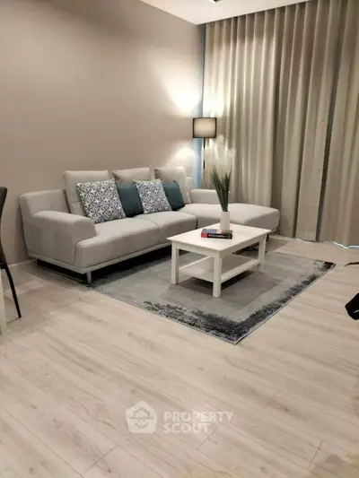 Modern living room with stylish sofa and elegant decor