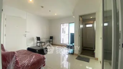 Modern living room with sleek furniture and bright natural light