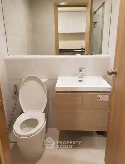 Modern bathroom with sleek fixtures and minimalist design