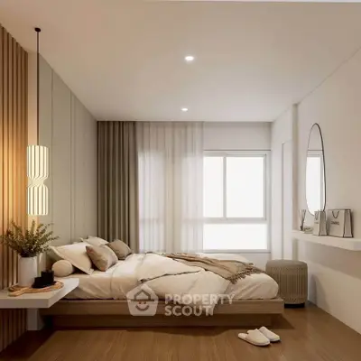 Luxurious modern bedroom with elegant decor and natural light