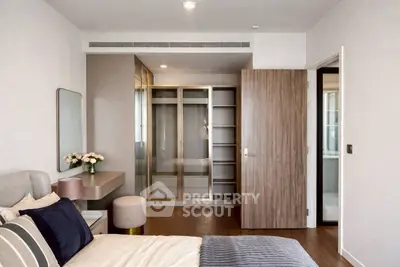 Modern bedroom with elegant decor and built-in wardrobe