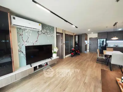 Spacious modern living room with stylish decor and open layout