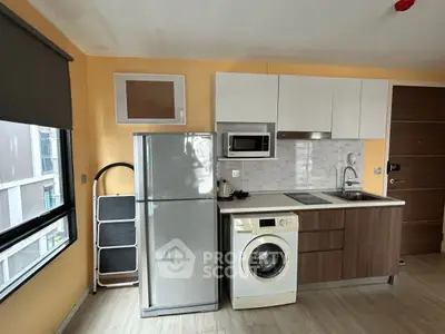 Modern compact kitchen with appliances in a cozy apartment