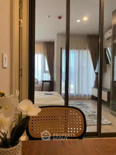 Modern apartment interior with stylish bedroom and cozy decor