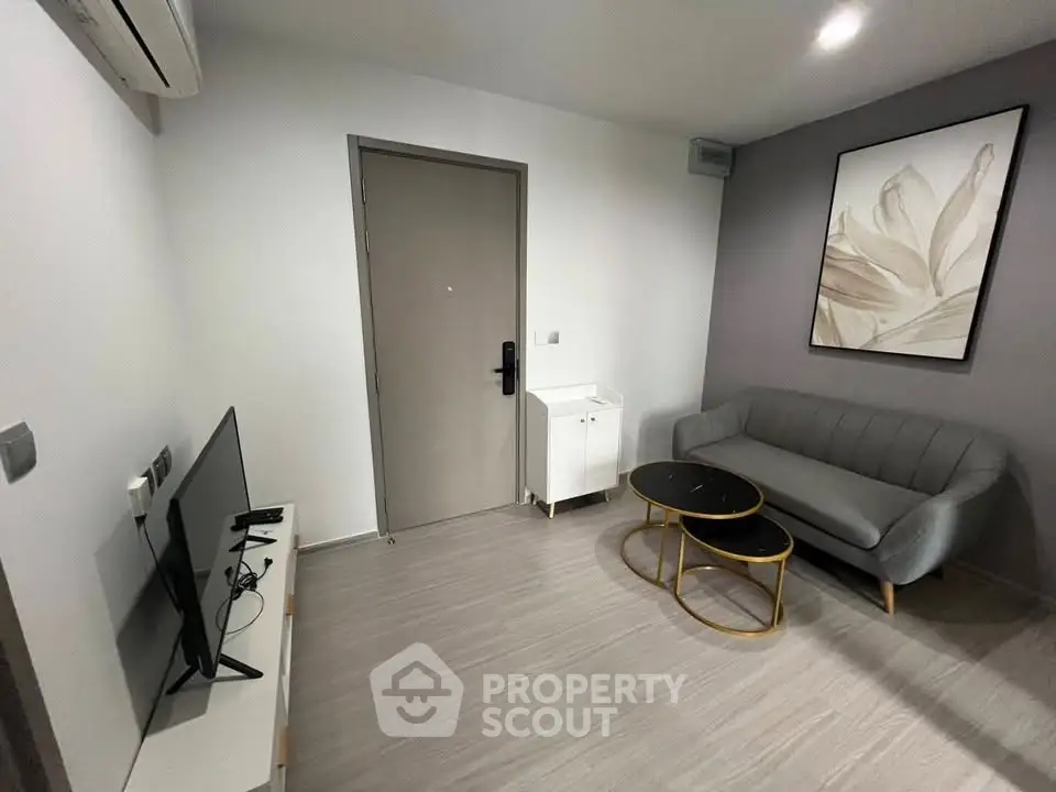 Modern living room with sleek furniture and stylish decor