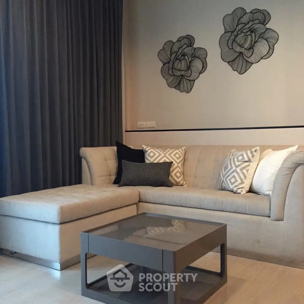 Elegant living room with stylish sofa and modern decor