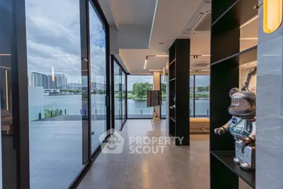 Luxurious modern interior with stunning river view and sleek design