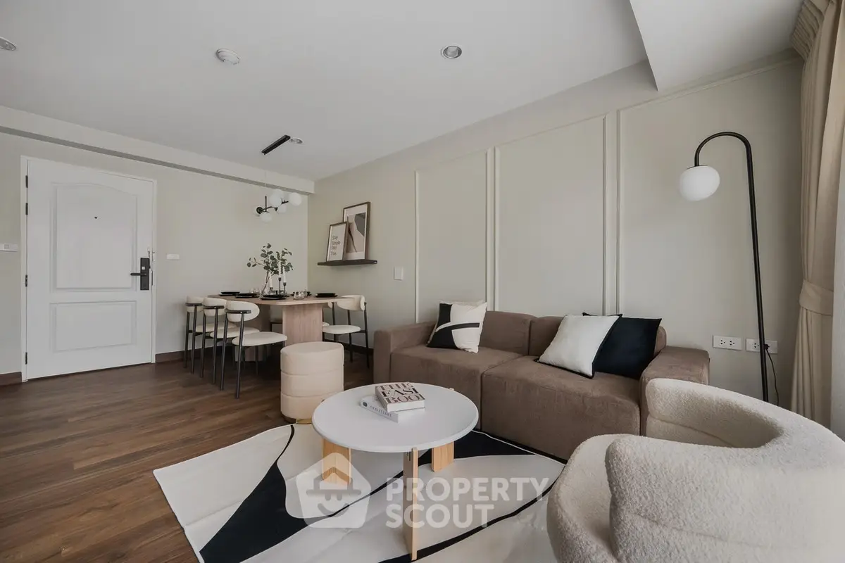 Modern living room with stylish furniture and elegant decor