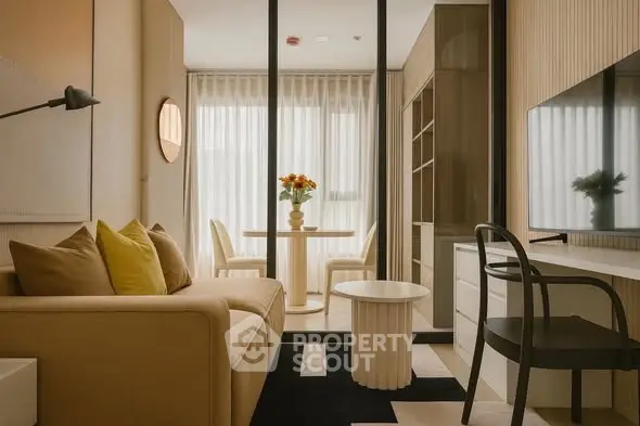 Modern living room with stylish decor and natural light