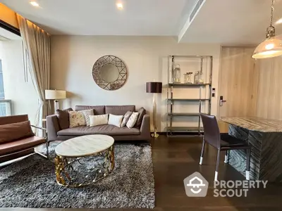 Luxurious living room with elegant decor and modern furniture in a stylish apartment.