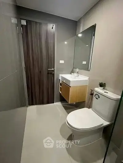 Modern bathroom with sleek fixtures and minimalist design