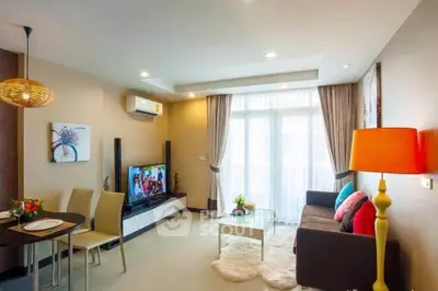Modern living room with stylish decor and natural light