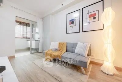 Modern living room with stylish decor and cozy seating area