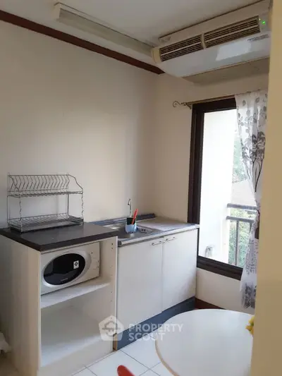 Modern bathroom with sleek design and air conditioning unit