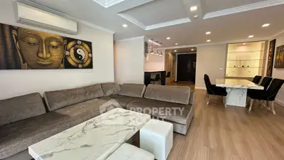 Spacious modern living room with elegant decor and open layout