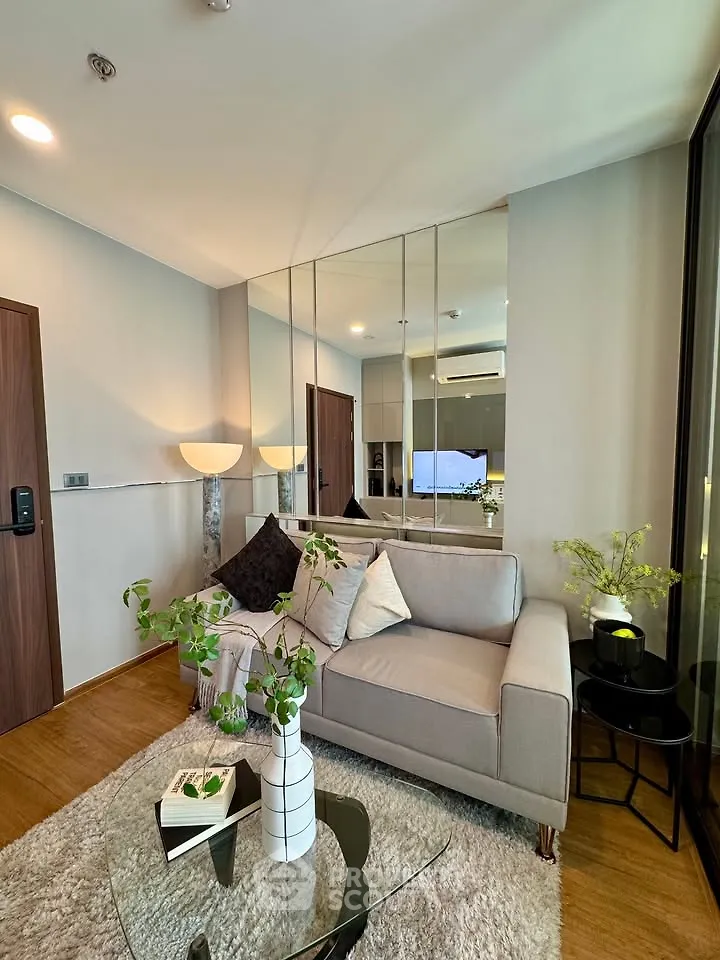 Stylish modern living room with cozy sofa and elegant decor