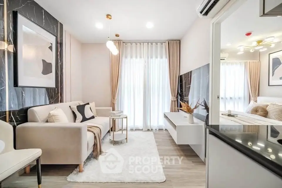 Modern living room with elegant decor and natural light