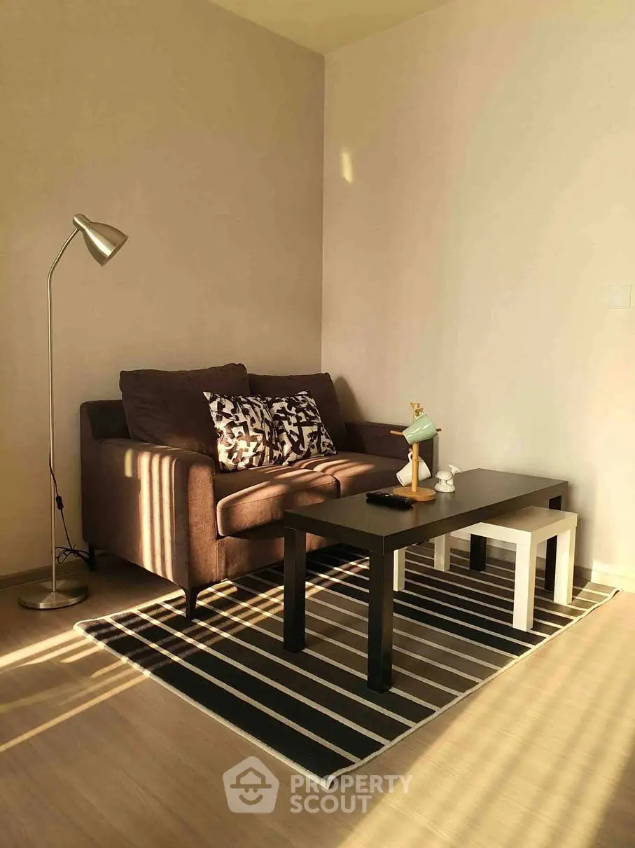 Cozy living room with modern sofa and stylish decor