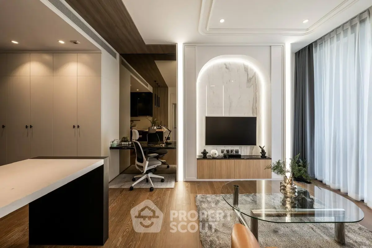 Modern living room with stylish decor and open layout