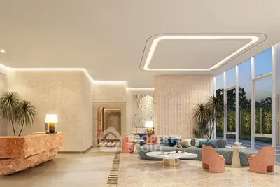 Luxurious modern living room with elegant decor and large windows offering garden views.