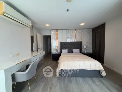 Luxurious modern bedroom with elegant decor and stylish furnishings