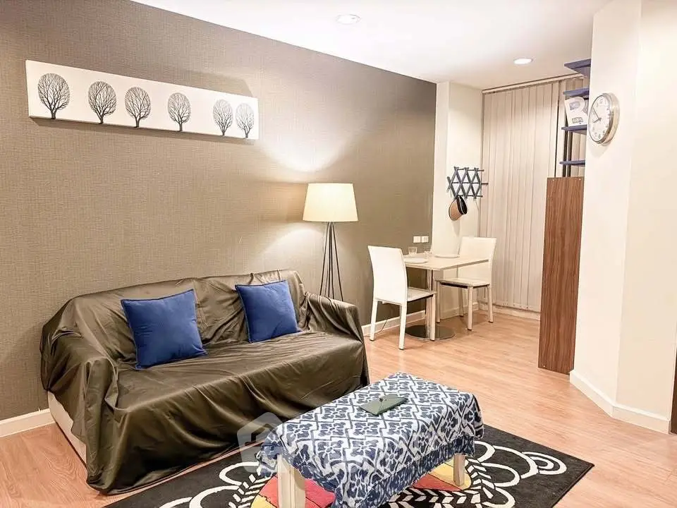 Stylish living room with modern decor and cozy seating area