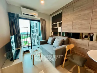 Modern living room with balcony view in stylish apartment