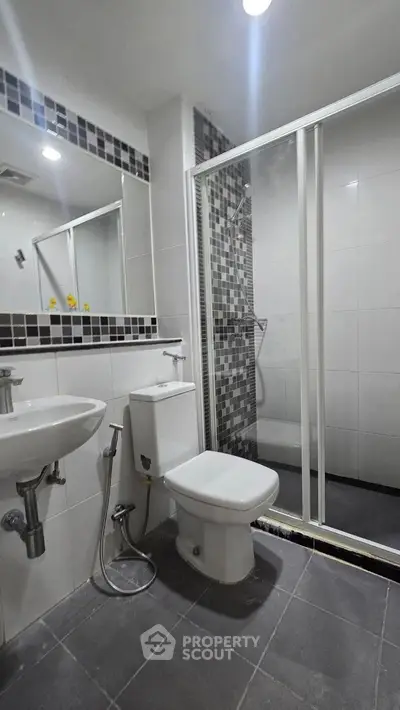 Modern bathroom with sleek fixtures and contemporary design