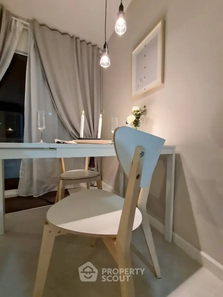 Cozy dining area with modern decor and ambient lighting