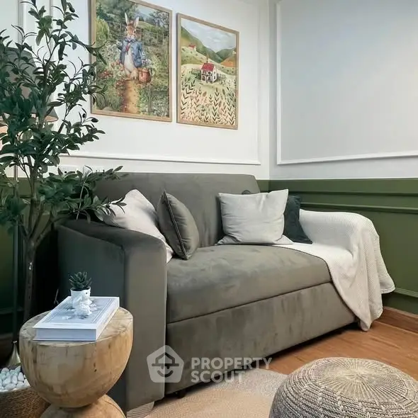 Charming living room with cozy sofa and elegant decor