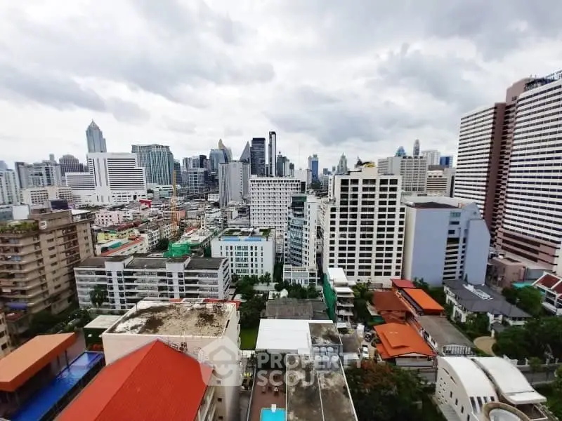 Stunning cityscape view showcasing a vibrant urban skyline with diverse architecture and high-rise buildings.