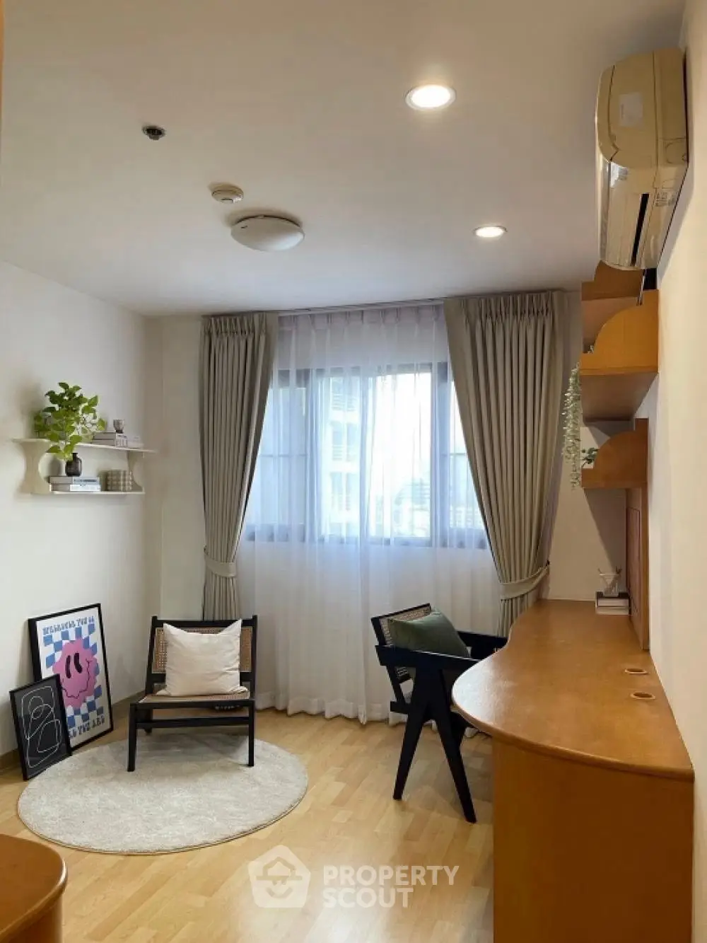 Cozy study room with modern decor and natural light