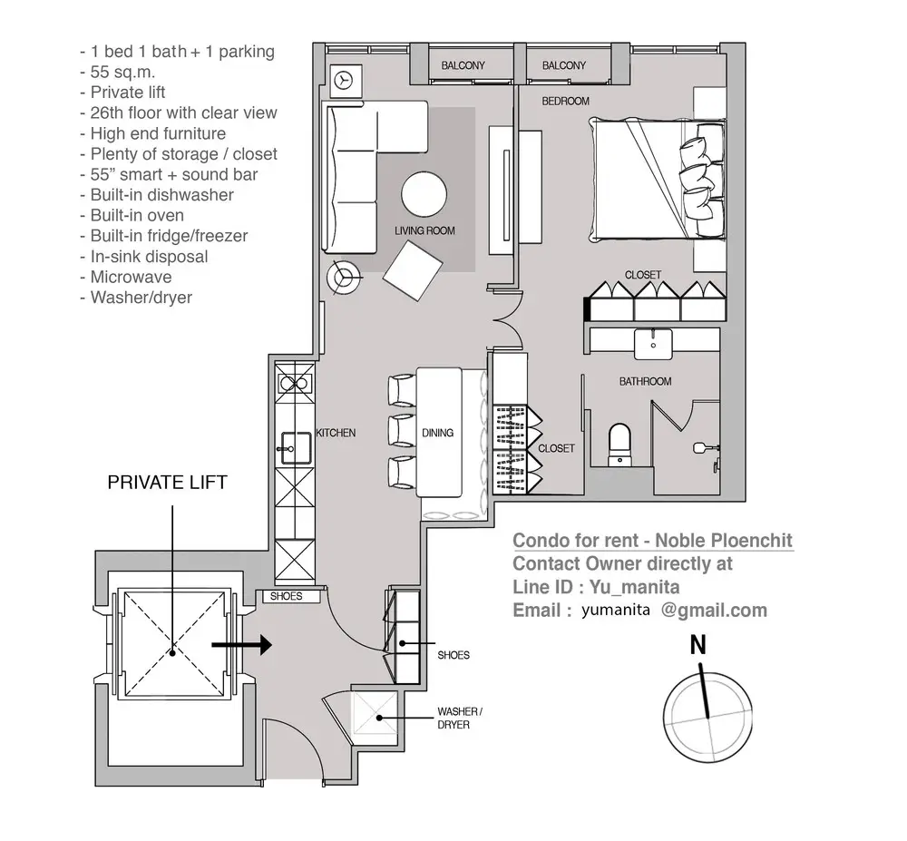  1 Bedroom Condo at Noble Ploenchit-1