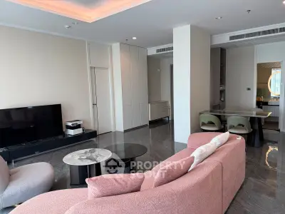 Spacious modern living room with stylish furniture and open layout