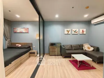 Modern studio apartment with stylish decor and cozy living area