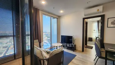 Modern living room with balcony view in a stylish apartment