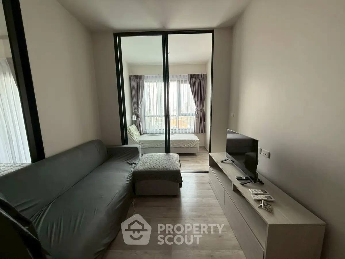 Modern studio apartment with sleek design and natural light