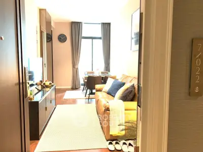 Cozy living room with modern decor and natural light