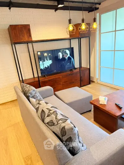 Stylish living room with modern decor and cozy seating area