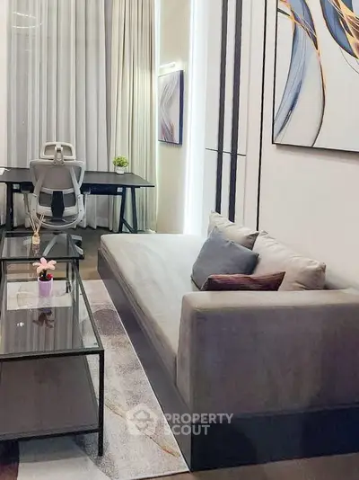 Modern living room with sleek furniture and stylish decor