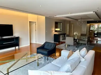 Spacious modern living room with elegant furniture and open layout