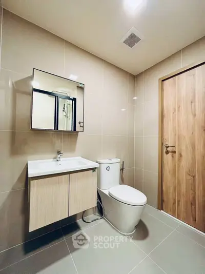 Modern bathroom with sleek fixtures and minimalist design