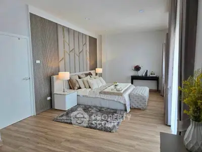 Luxurious modern bedroom with elegant decor and cozy ambiance