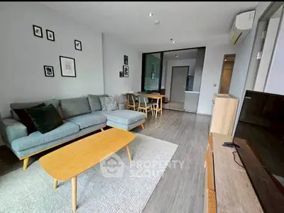 Modern living room with stylish furniture and open layout