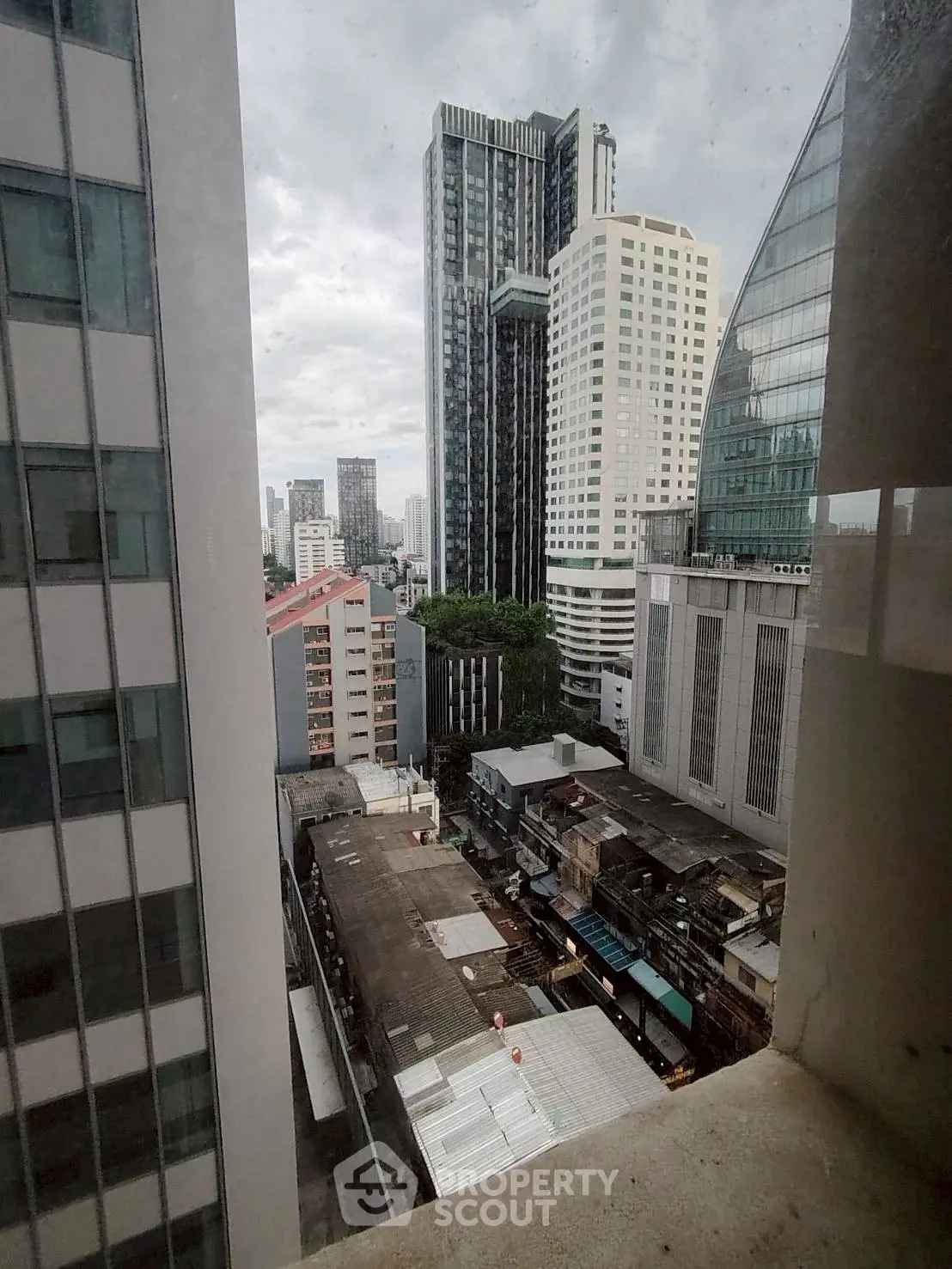Stunning urban cityscape view from high-rise building window