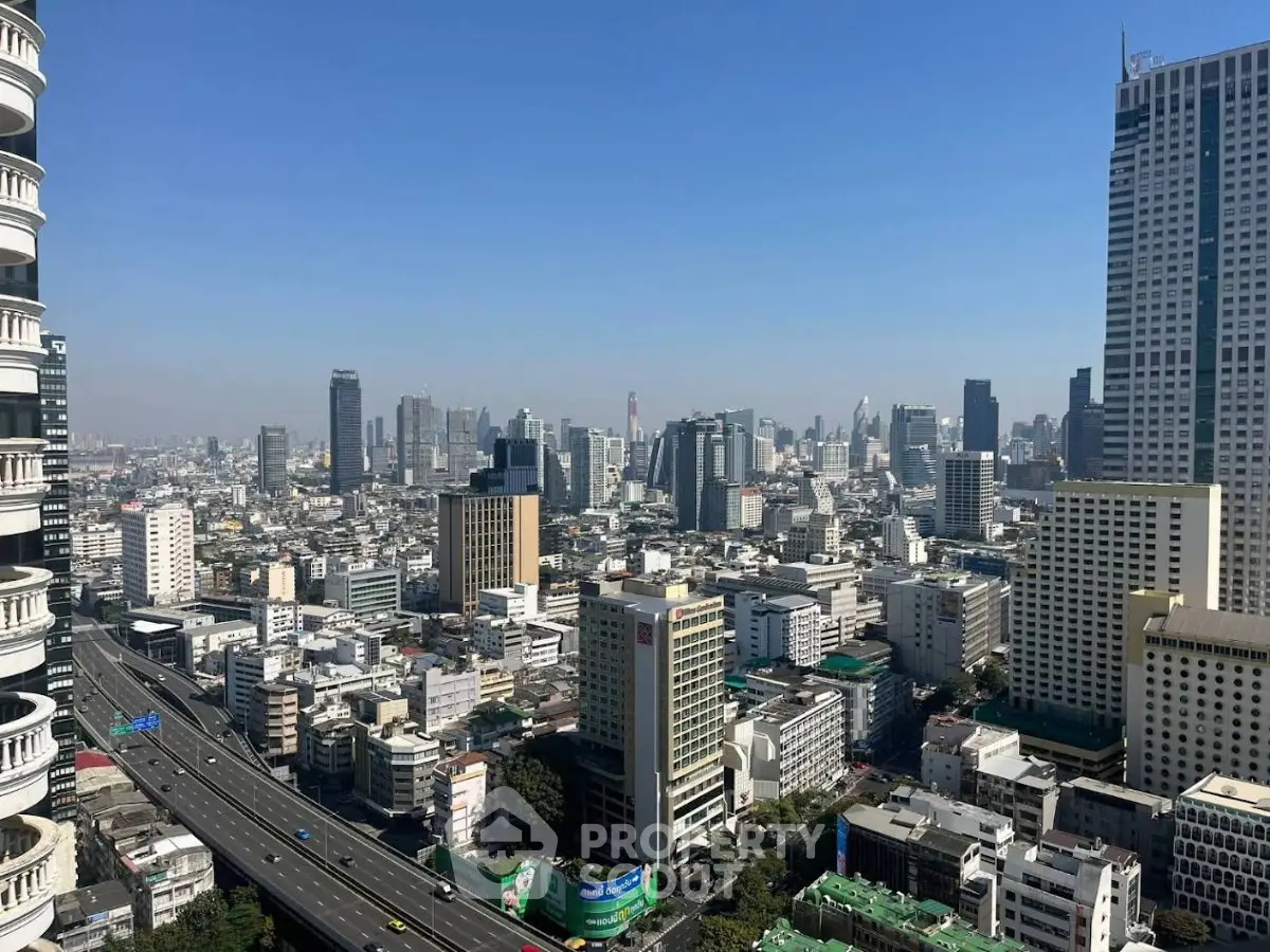 Stunning cityscape view showcasing a vibrant urban skyline with towering skyscrapers and bustling streets.