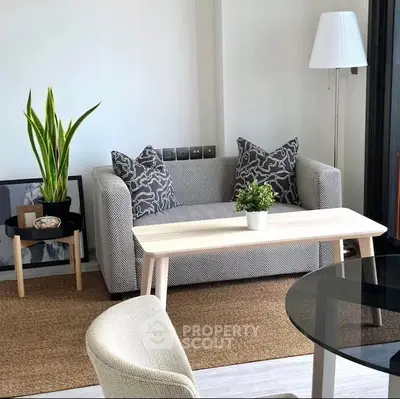 Stylish modern living room with cozy sofa and chic decor