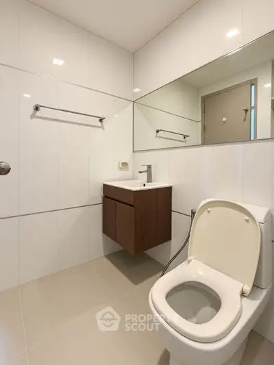 Modern bathroom with sleek fixtures and minimalist design