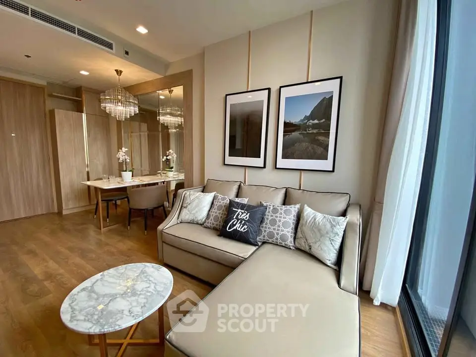 Luxurious living room with elegant decor and chic furniture in modern apartment